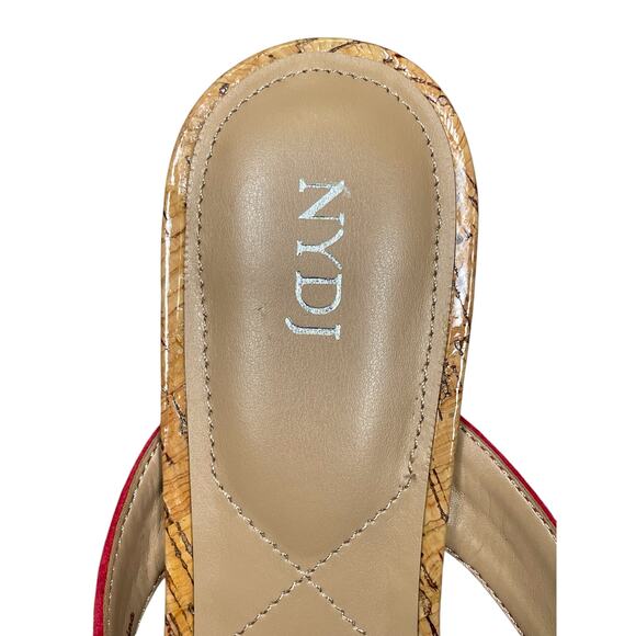 NYDJ Glam Strappy Sandals Women's 10 Wide Block Heel Red Slip-on Dainty Nautical - Picture 5 of 11